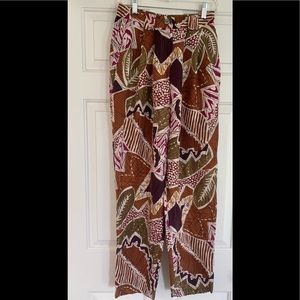 Vintage 100% silk abstract print pants!